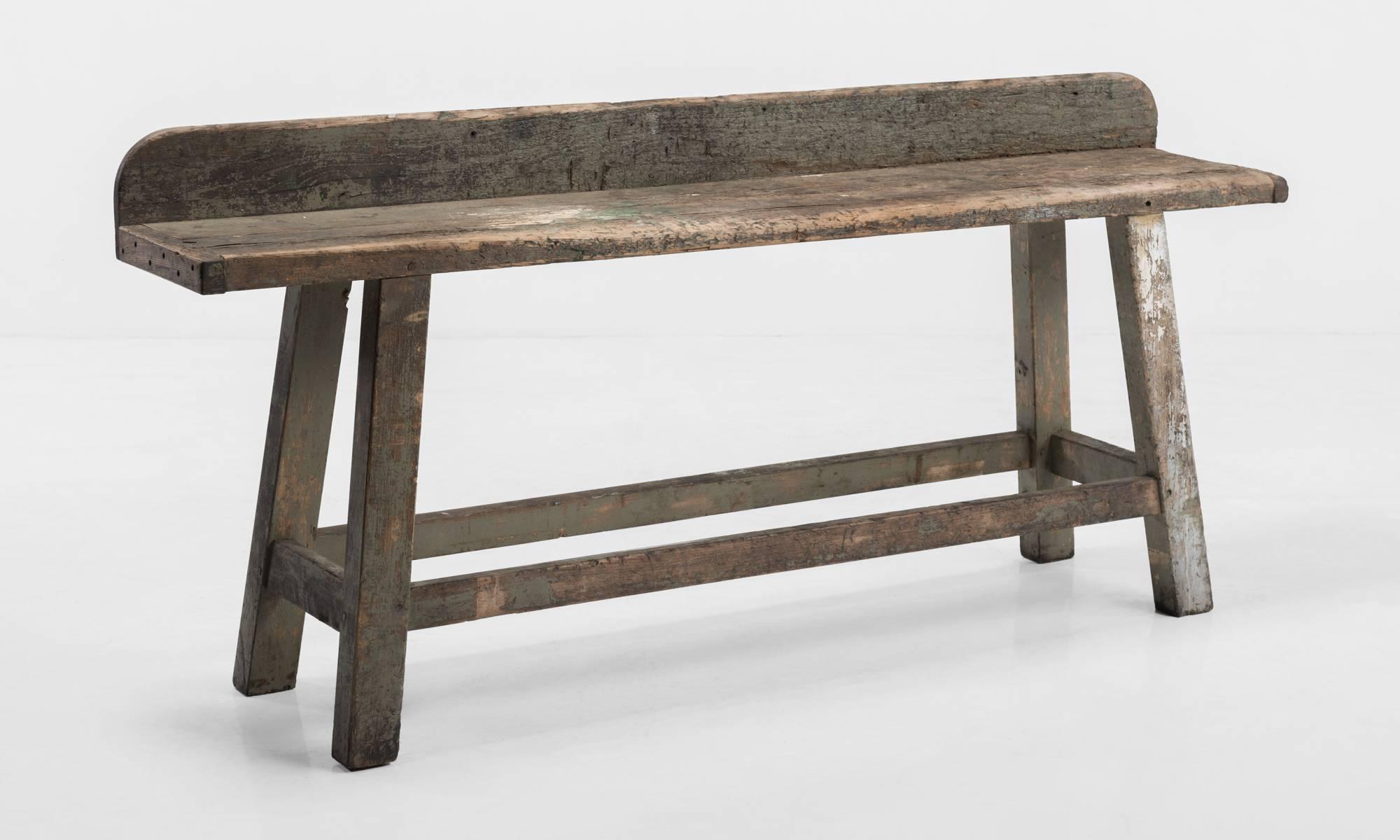 Primitive Oak Console, Made in France, circa 1900.

Built from strong oak with amazing patina and remnants of original paint.
