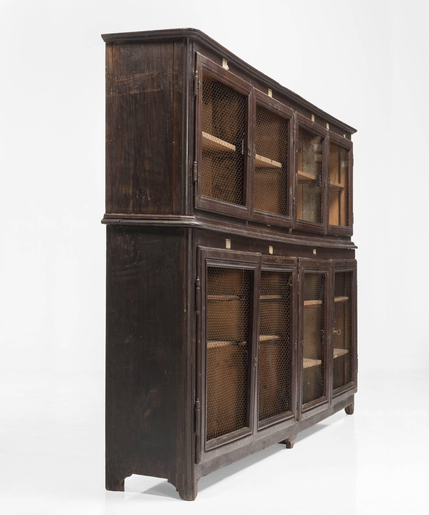 Two-Part Haberdashery Cabinet, circa 1930 In Good Condition In Culver City, CA