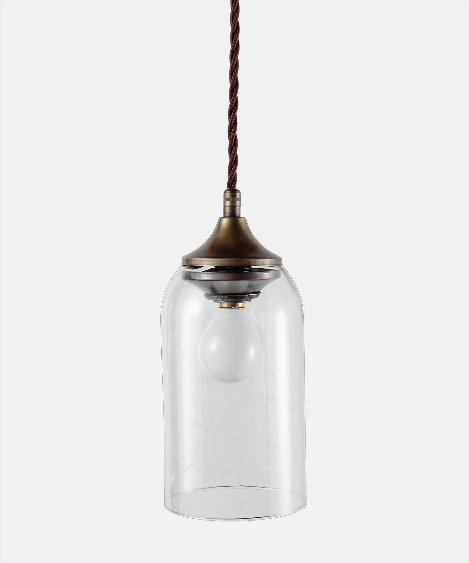 Petite Bell Glass Pendant, Italy, 21st century

With cylindrical open bottom form and brass fitter.