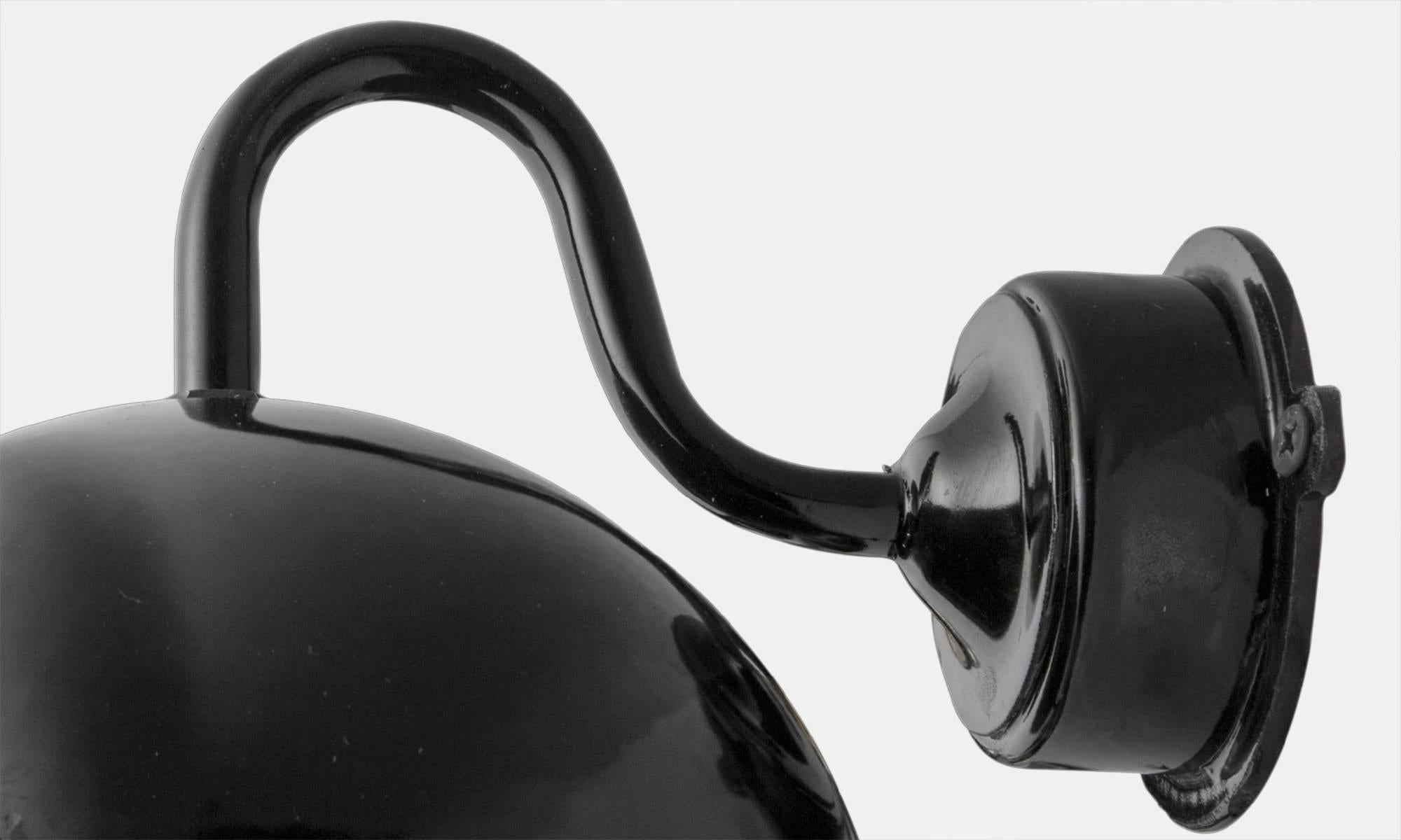 Frosted Rounded Black Gooseneck Sconce, Italy, 21st century