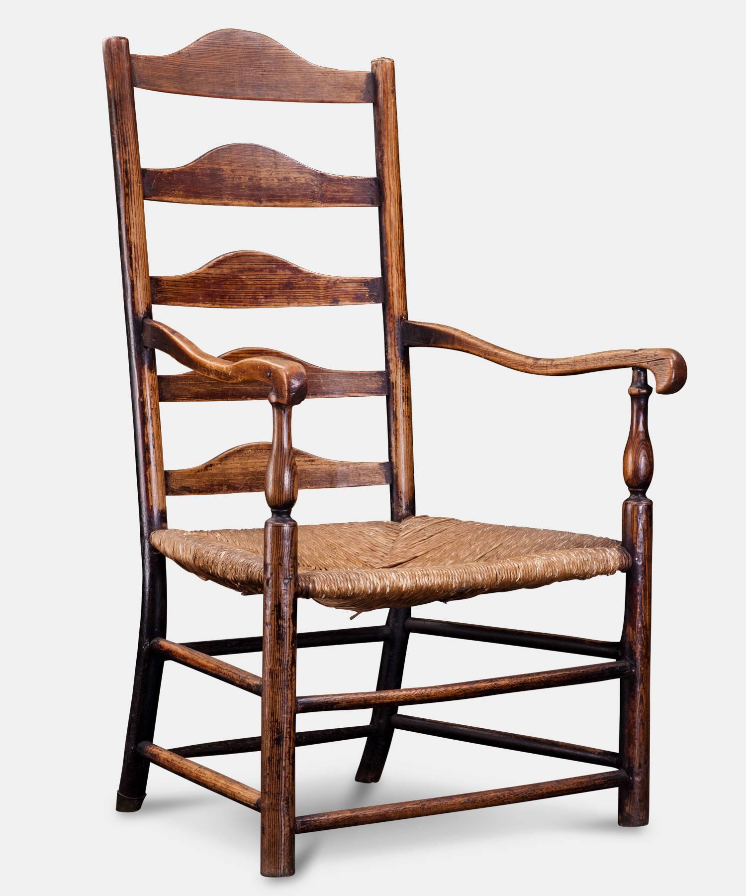 Ladderback Chair with Rush Seat, England, circa 1730

Classic farmhouse form with original seat. 