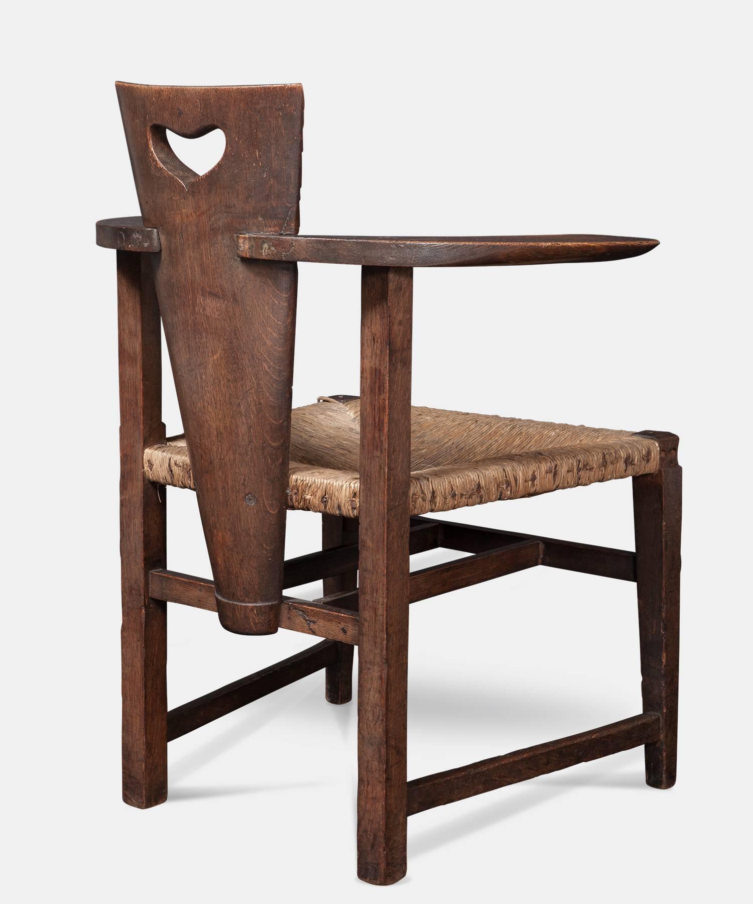 Country George Walton Ash and Rush-Seat Abingwood Elbow Chair, circa 1897