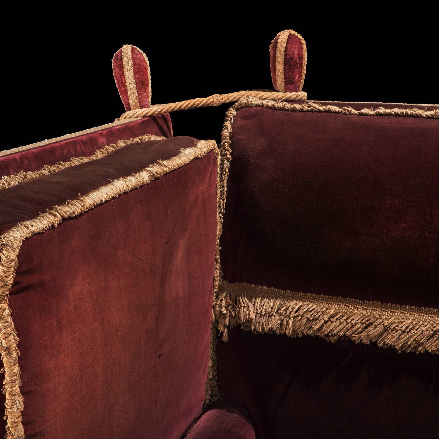 Edwardian Velvet Knole Sofa