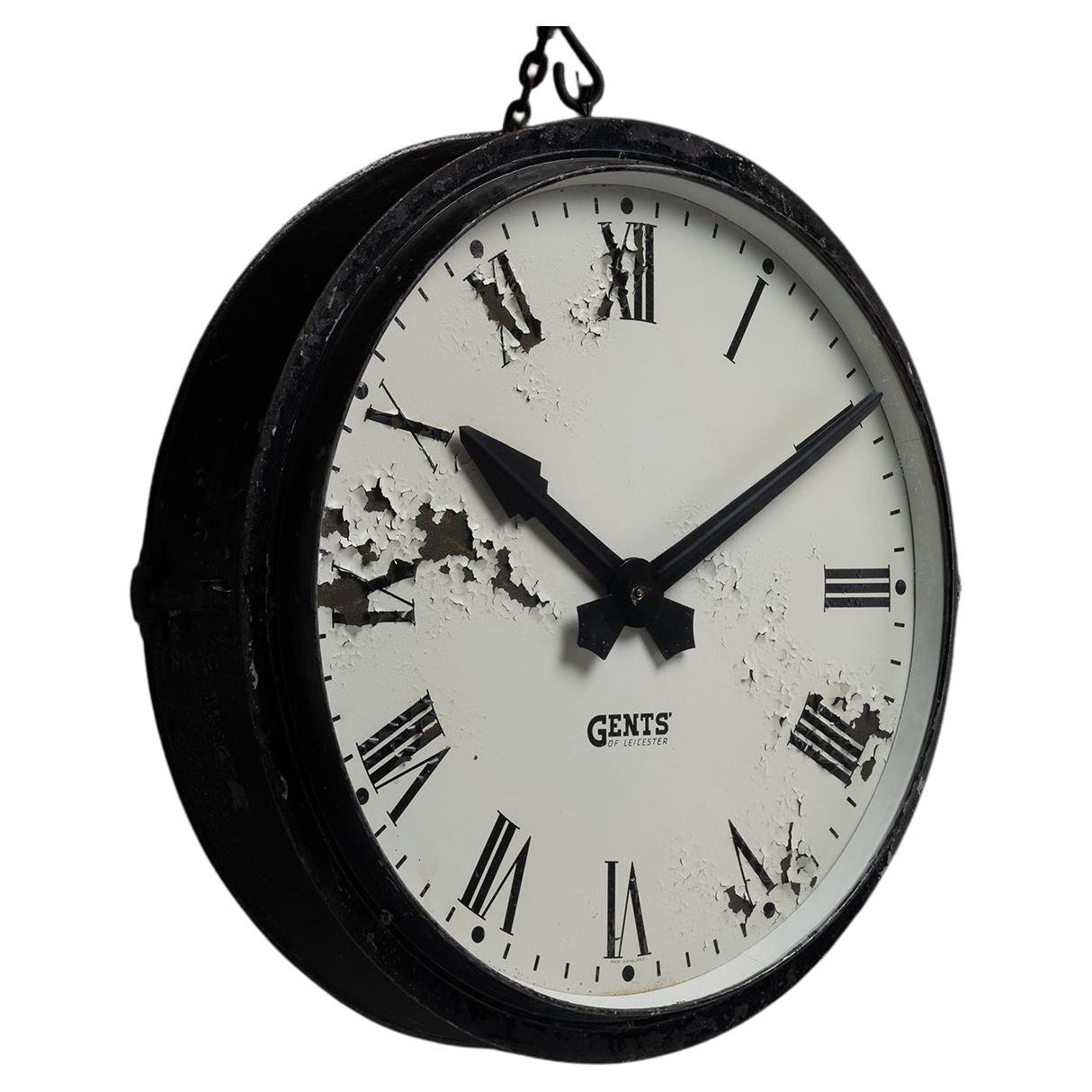 Horloge de gare massive de 40 pouces, Angleterre vers 1920 en vente