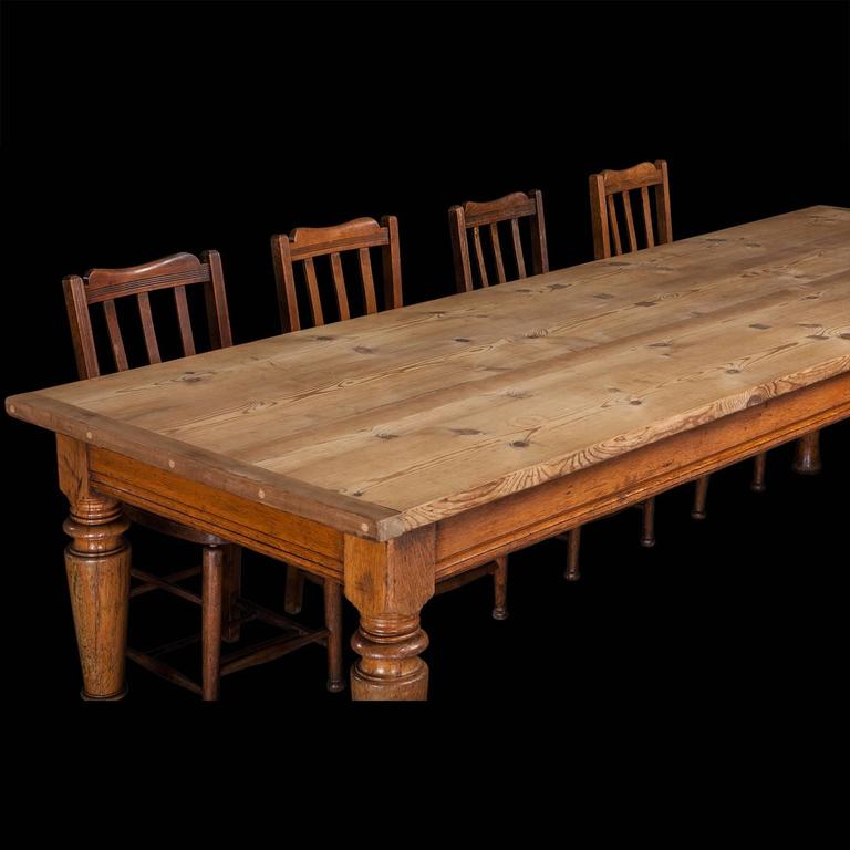 Oak and Pine Dining Table at 1stdibs