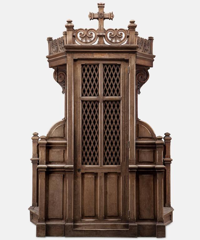 Massive Oak Church Confessional at 1stDibs | confessional booth for