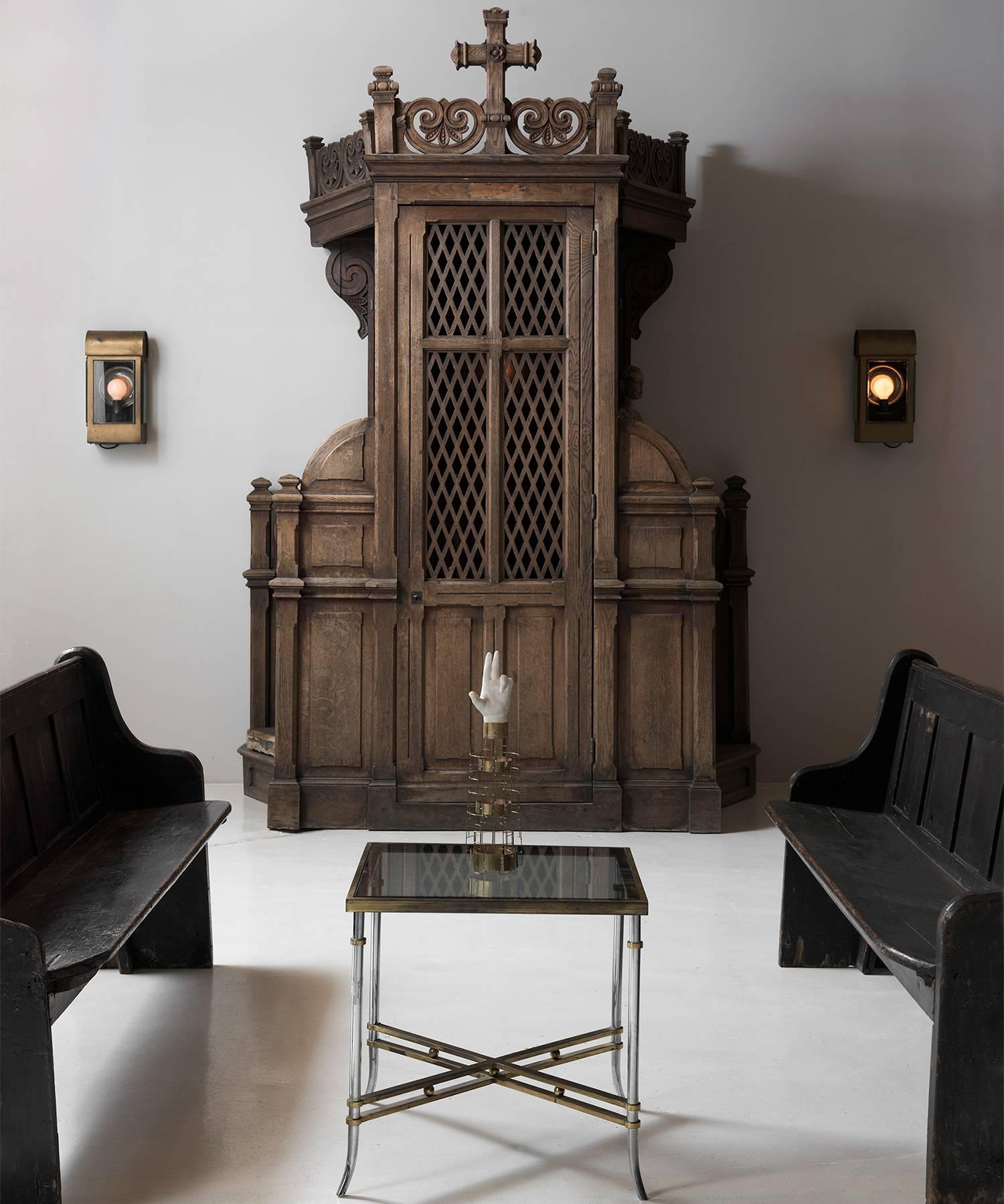 Massive Oak Church Confessional In Good Condition In Culver City, CA