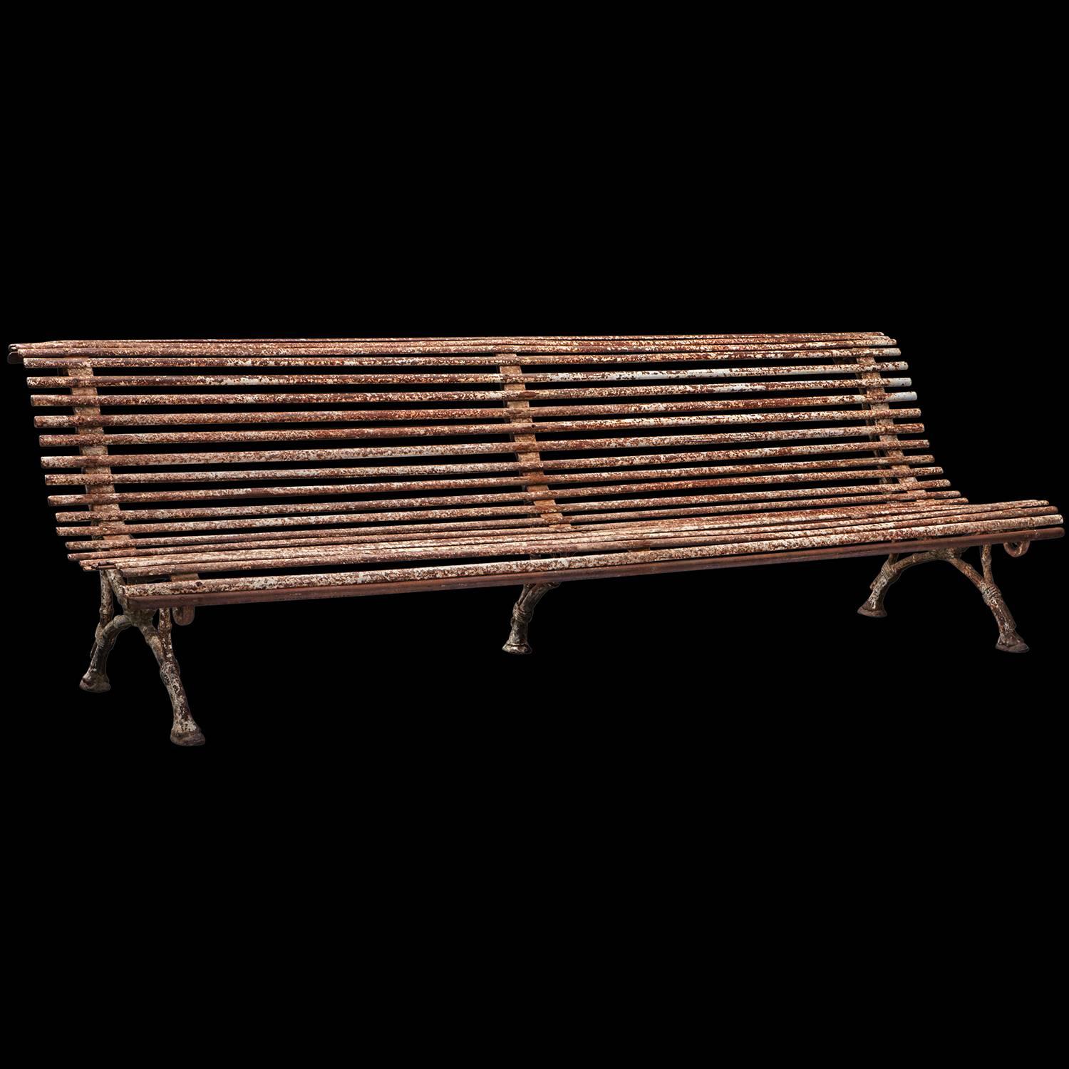 Patinated Iron Garden Bench
