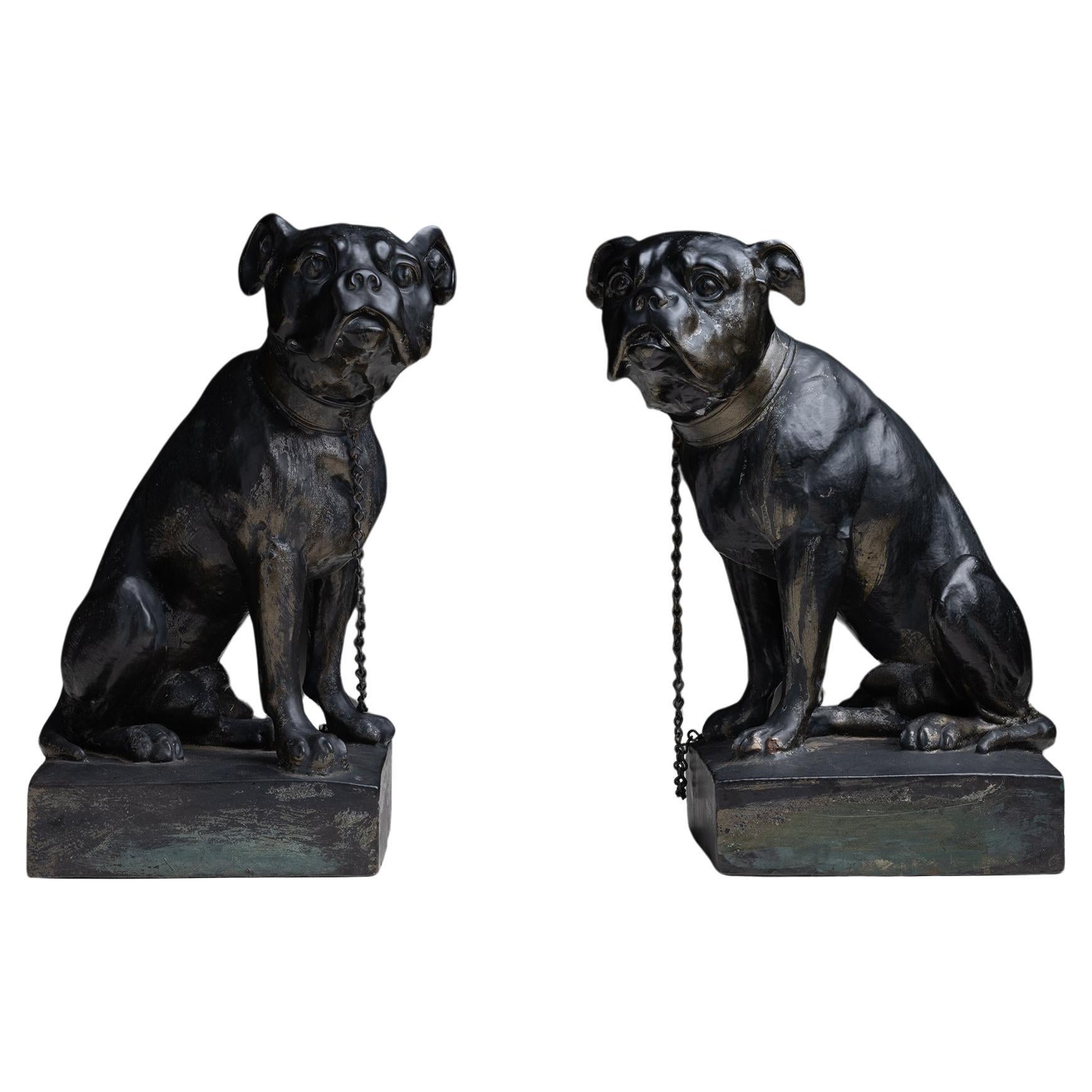 Bulldog Statues Circa 1910 For Sale