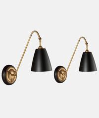 Black Metal & Angled Brass Arm Sconce, Made in England