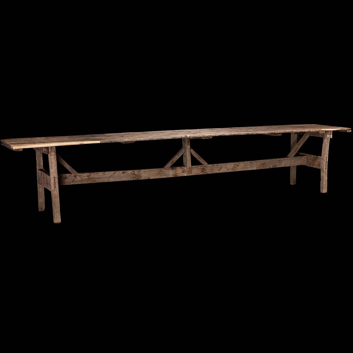 Pine Industrial Work Table, circa 1880.

Simple pine trestle table.