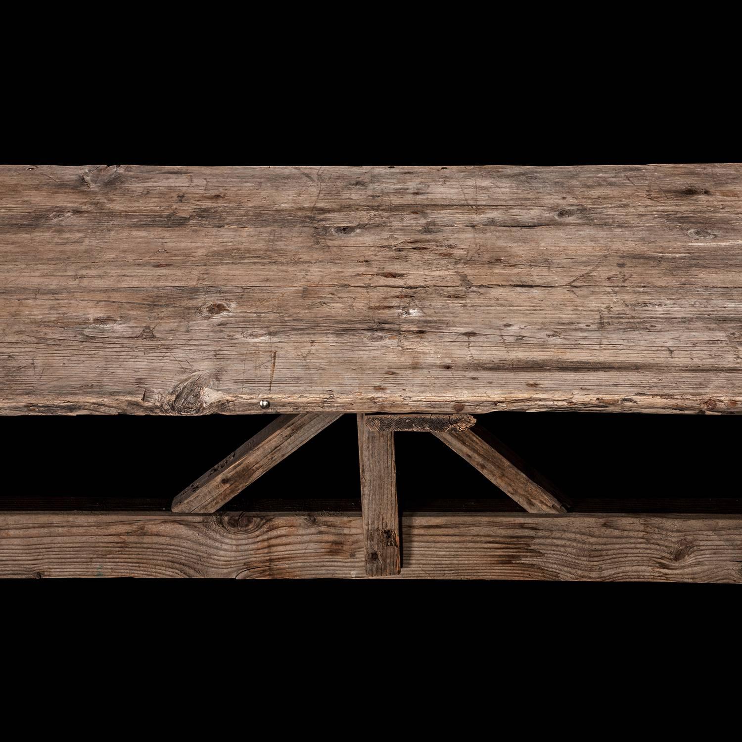 Late 19th Century Pine Industrial Work Table, circa 1880