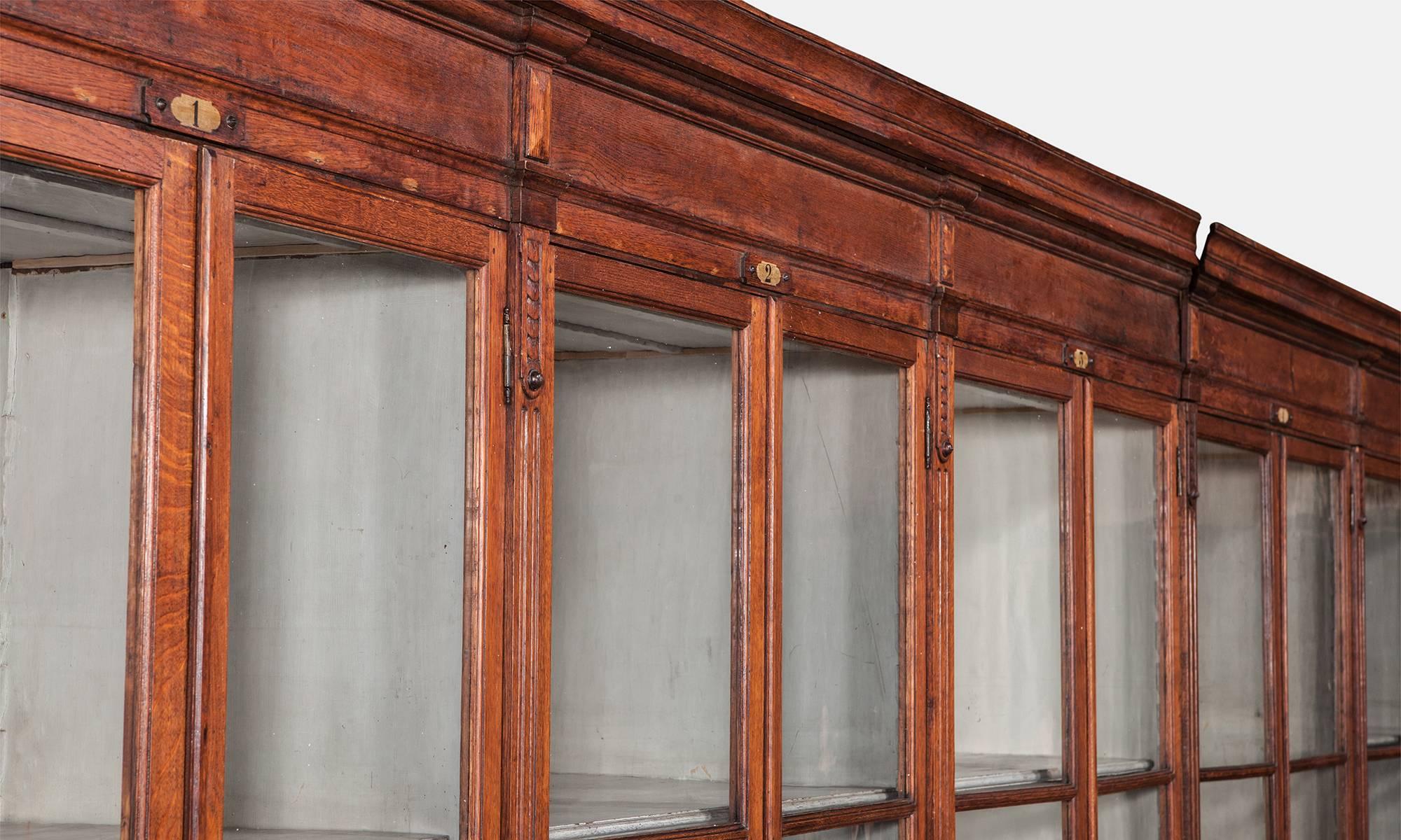 Mid-20th Century Massive Oak Display Cabinet