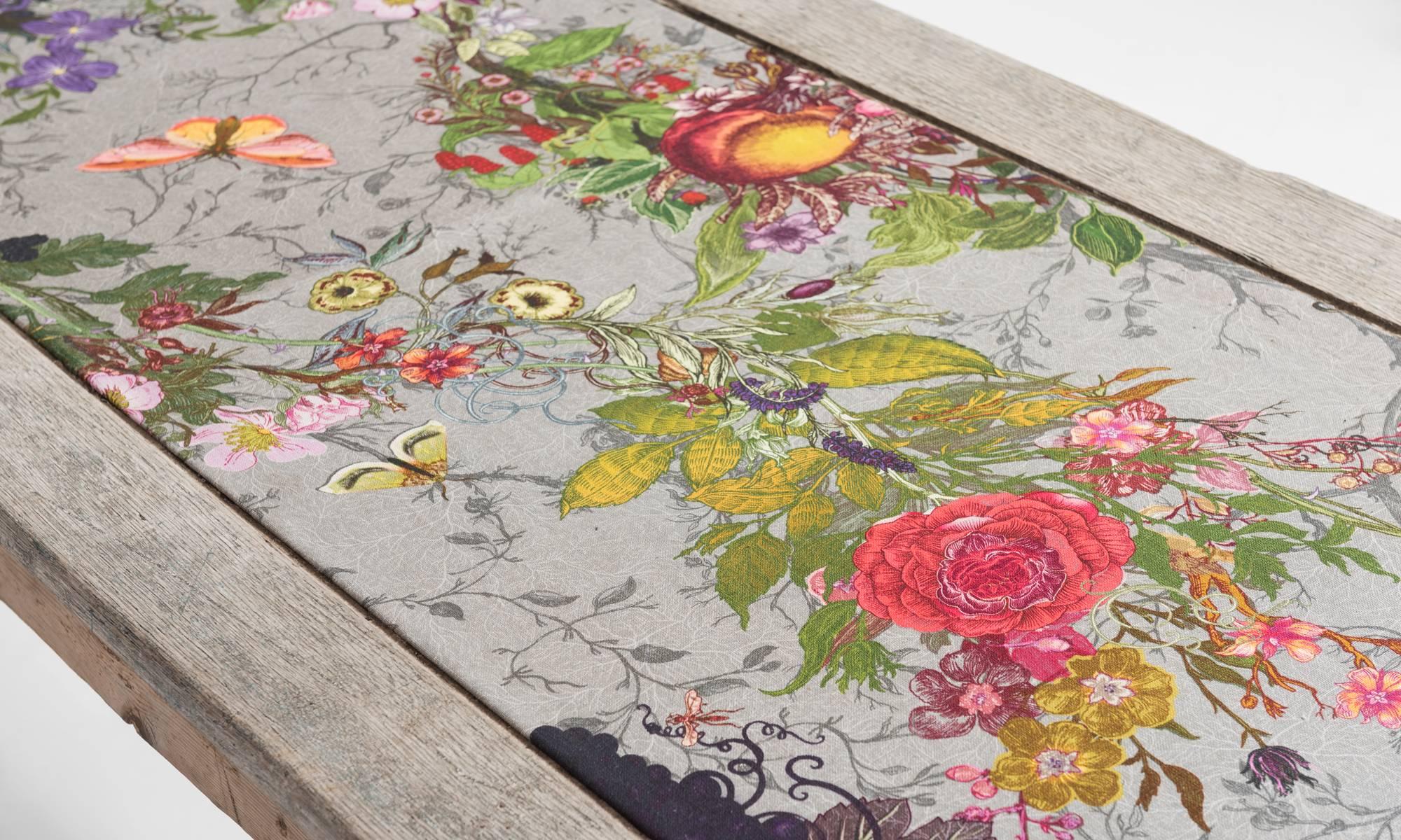 Upholstered Top, Oak and Pine Dining Table, circa 1880 In Good Condition In Culver City, CA