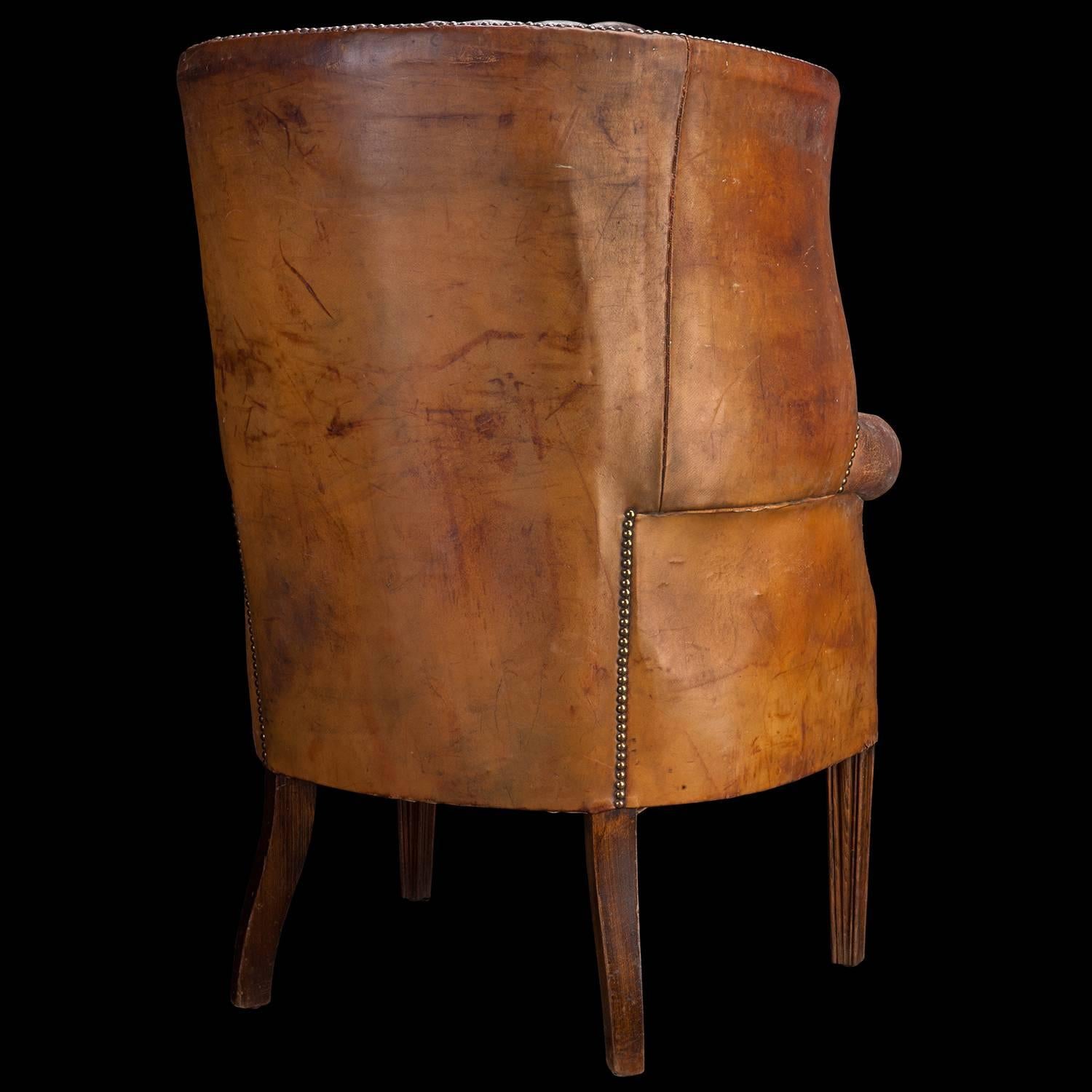 barrel back leather chair