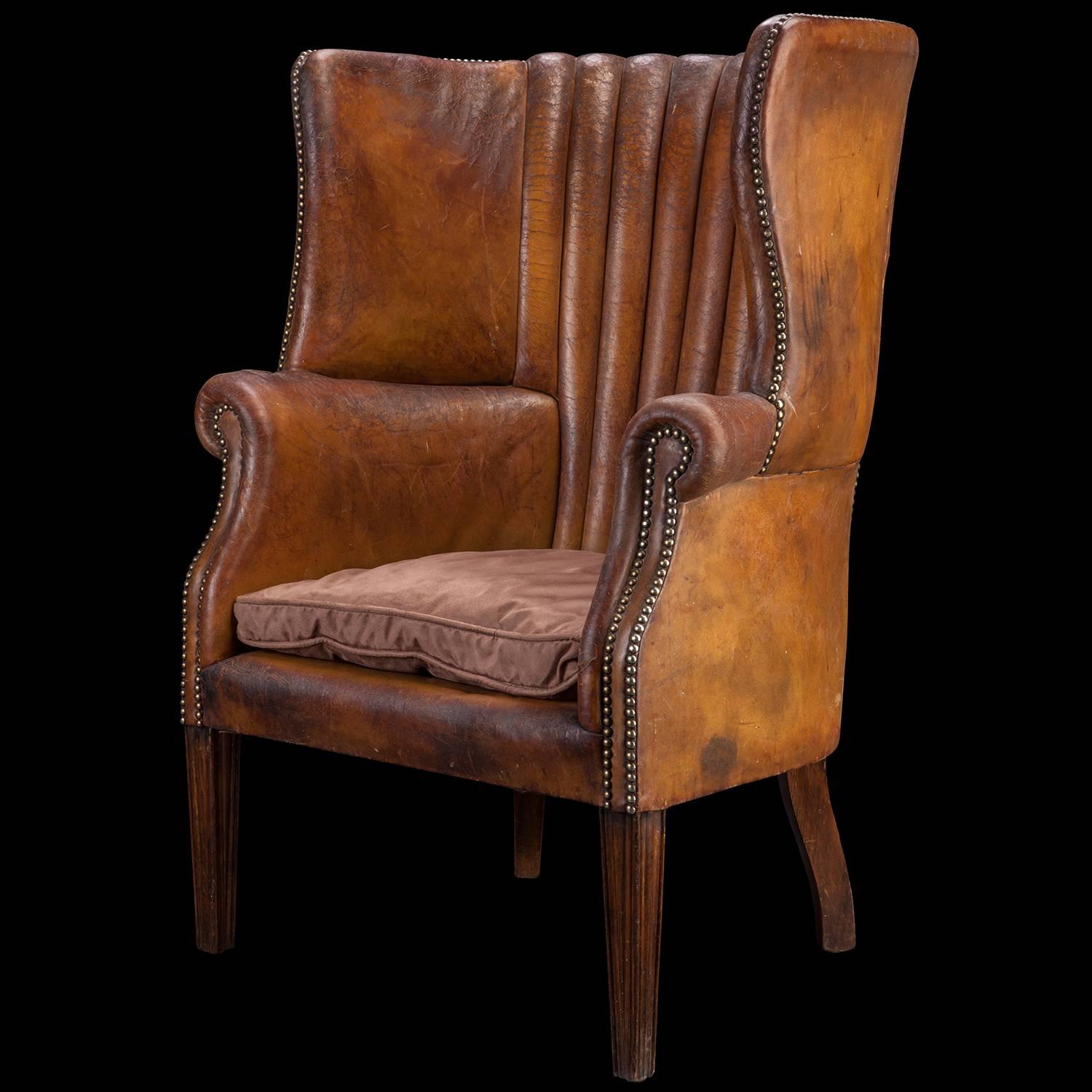 leather barrel back chair