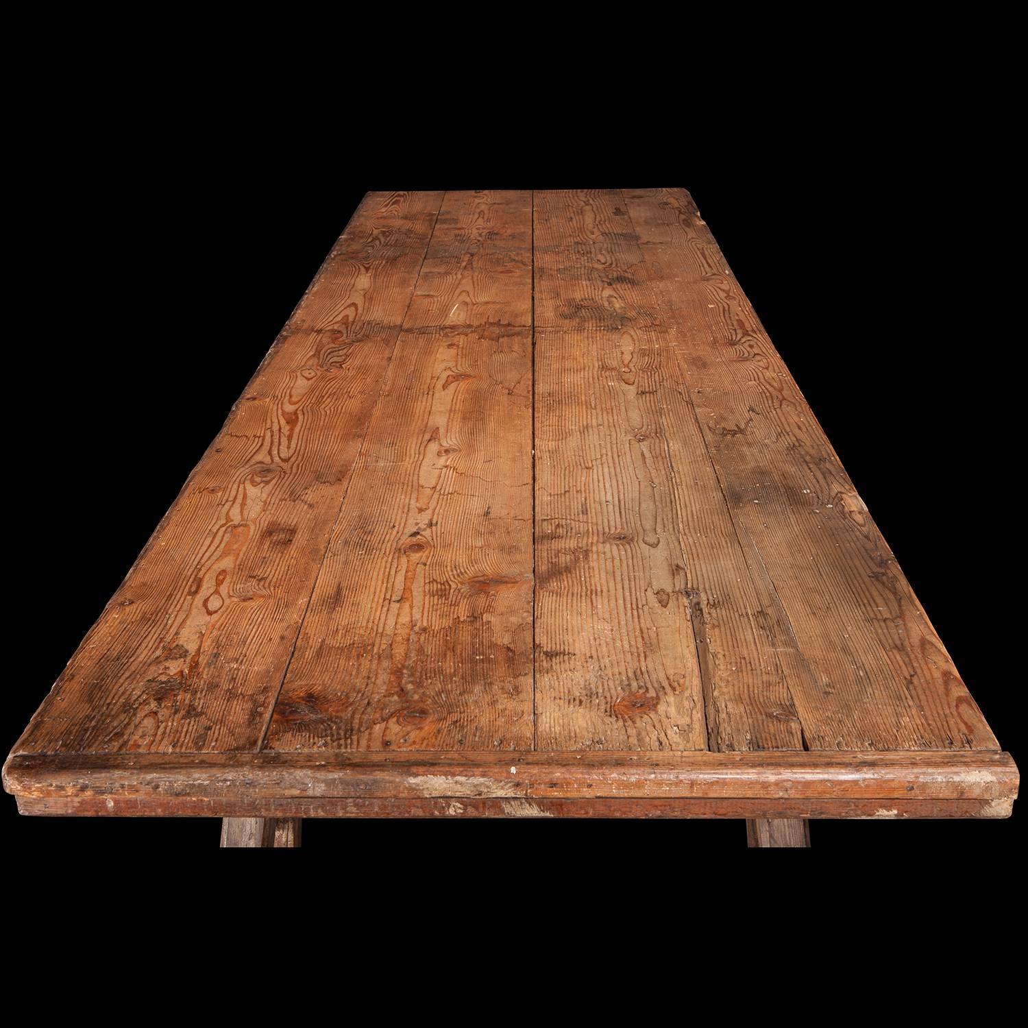 Early 20th Century Massive Trestle Dining Table