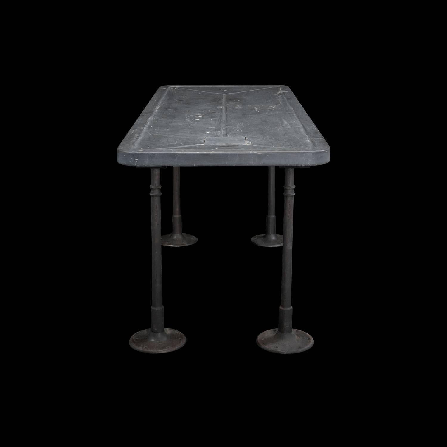 Industrial Slate Top Table, circa 1920 In Fair Condition In Culver City, CA