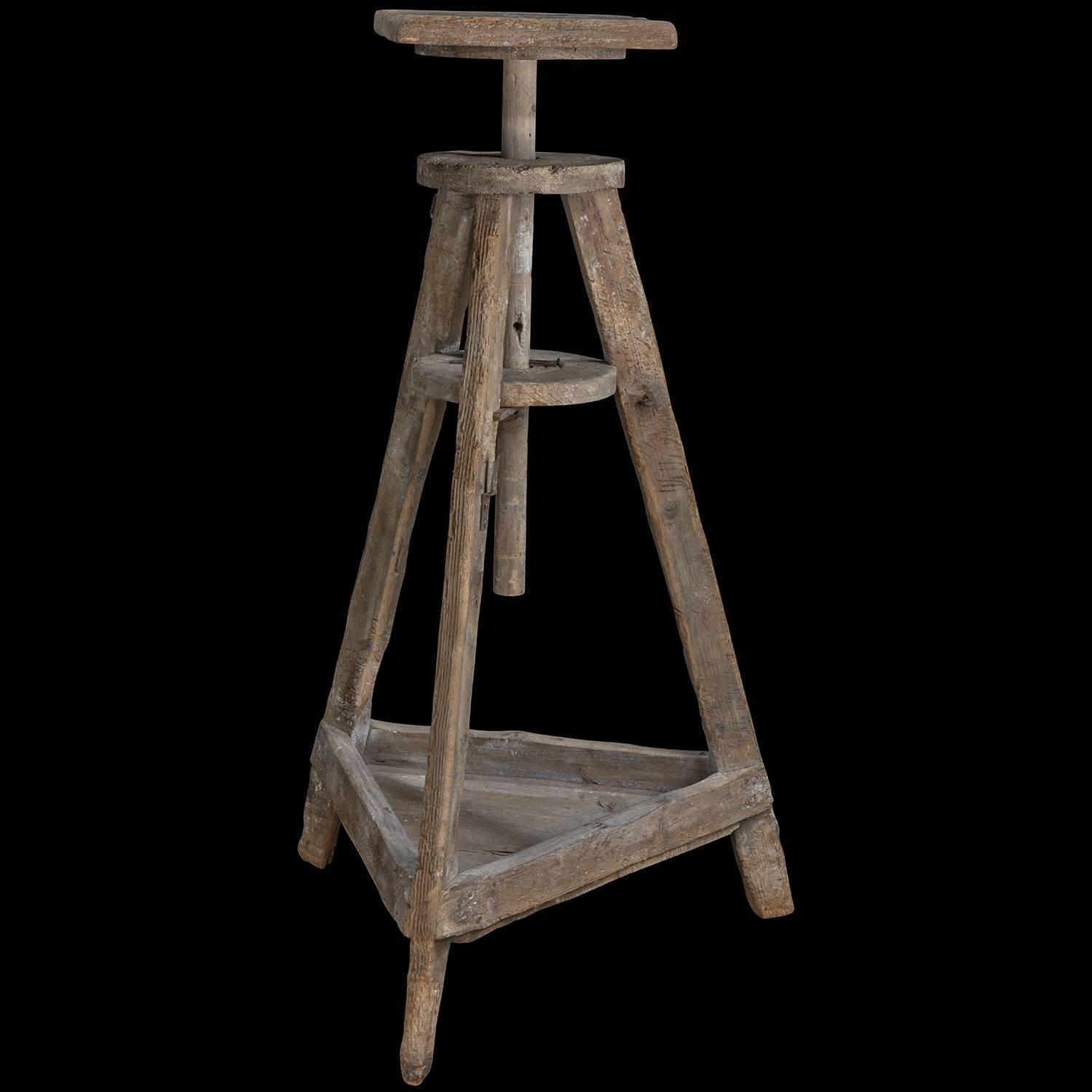 Hand-Crafted Primitive Sculpture Stand