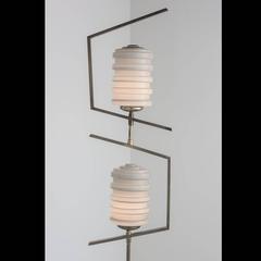 Ribbed Milk Glass Floor Lamp