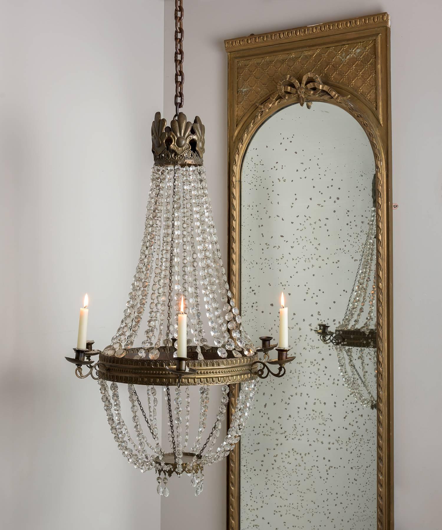 Late 19th Century Crystal Candle Chandelier, Italy, circa 1870