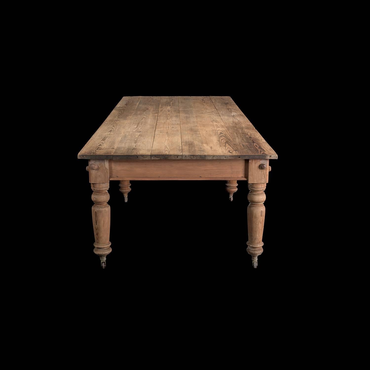 Victorian Massive Scrubbed Pine Dining Table