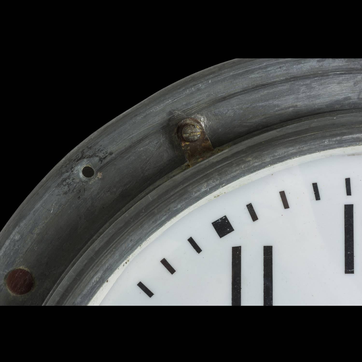 French Industrial Zinc Brillié Clock