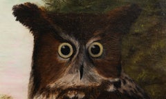 Owl Oil Painting, England 1910