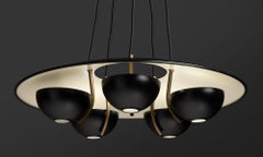Black Metal & Brass Chandelier, Made in Italy