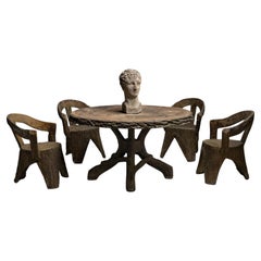 Faux Bois Table and 5 Chairs Set