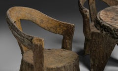 Faux Bois Table and 5 Chairs Set