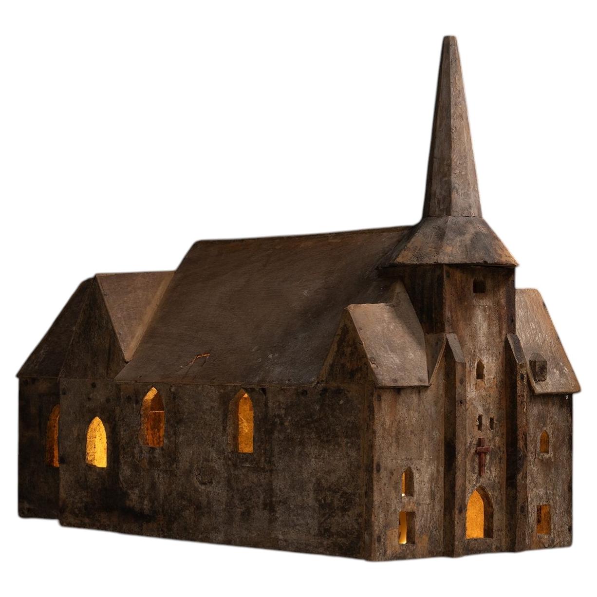 Maqueta de arte popular de una iglesia, Francia, hacia 1900