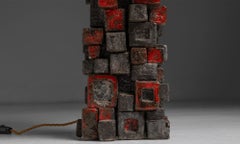 Brutalist Ceramic Lamp, Denmark 1950