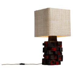 Brutalist Ceramic Lamp, Denmark 1950