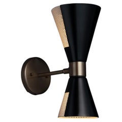 Black & Cream Perforated Sconce in Patinated Brass, Italian Design