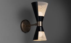 Black & Cream Perforated Sconce in Patinated Brass, Italian Design