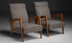 Oak Compass Chairs, France 1950