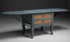 Rare Swedish Drop-Leaf Work Table, Sweden 1880