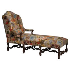 Os de Mouton Chaise Lounge in Pierre Frey Jacquard, France 1880
