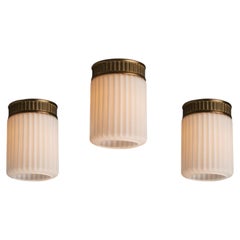 Fluted Glass Ceiling Mounts, Italy 1940
