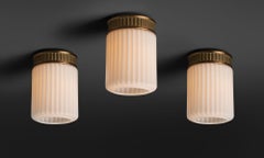 Fluted Glass Ceiling Mounts, Italy 1940