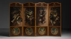 Painted Four Panel Screen, Netherlands 1770