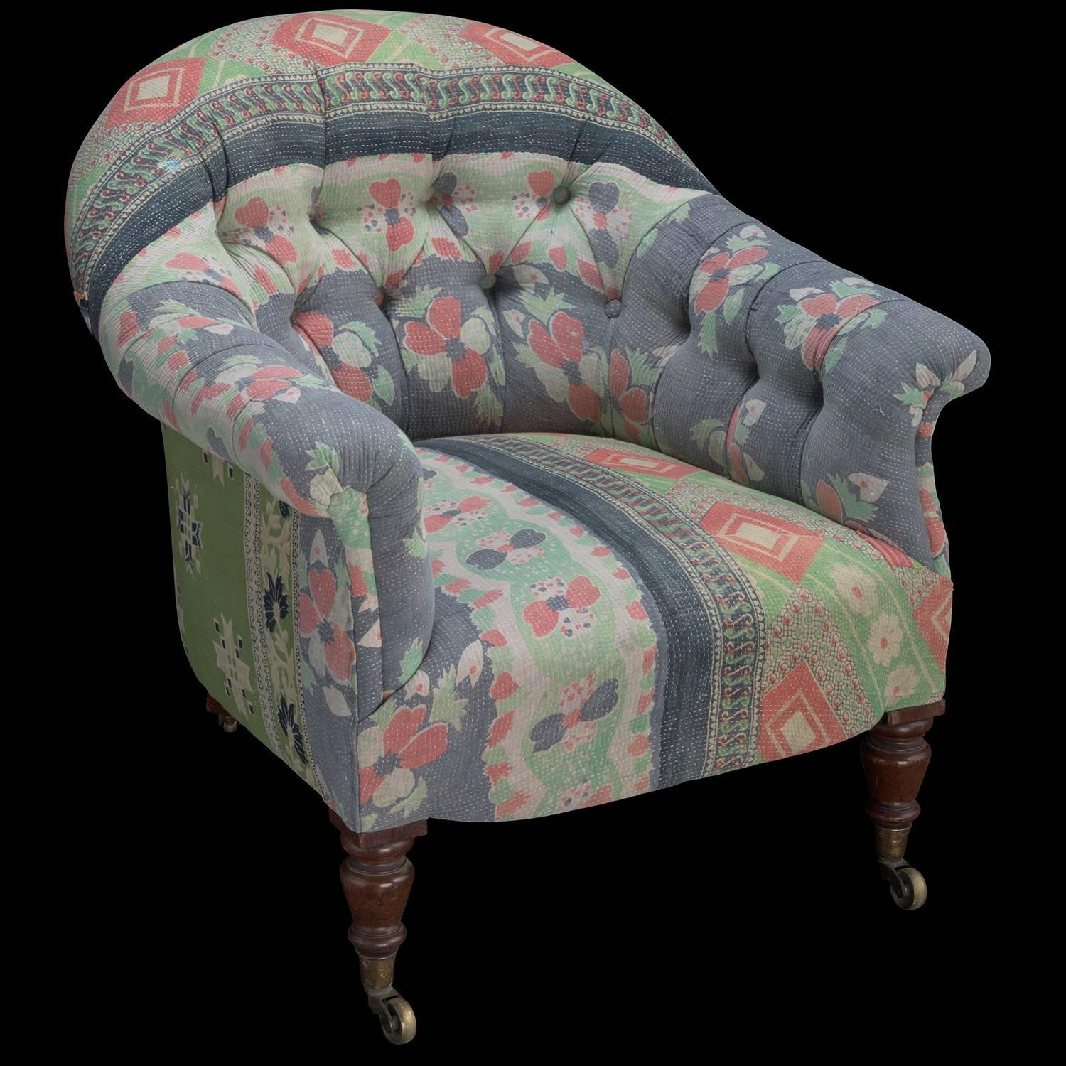 Indian Quilt Tub Chair For Sale at 1stdibs