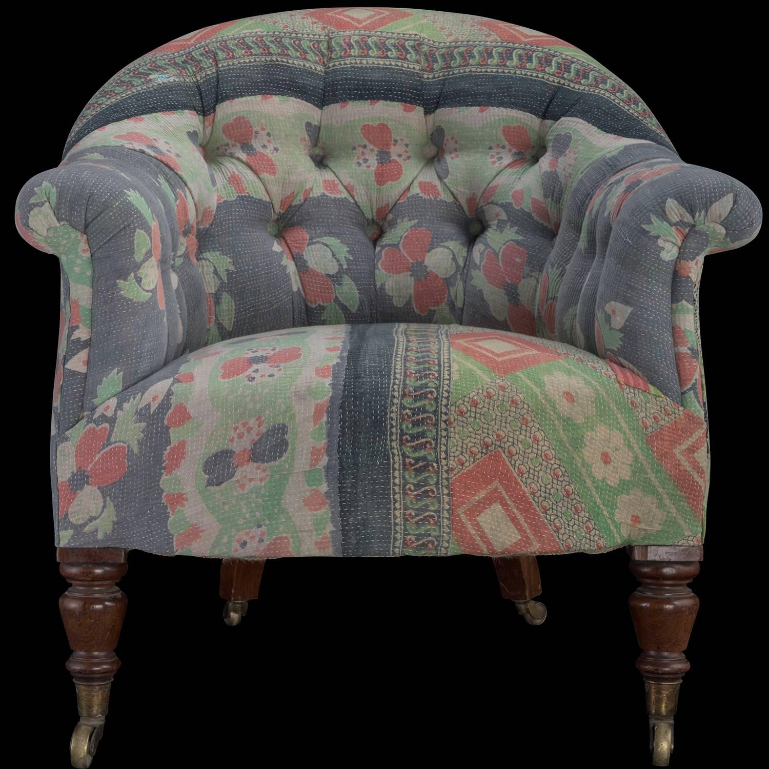 English Indian Quilt Tub Chair