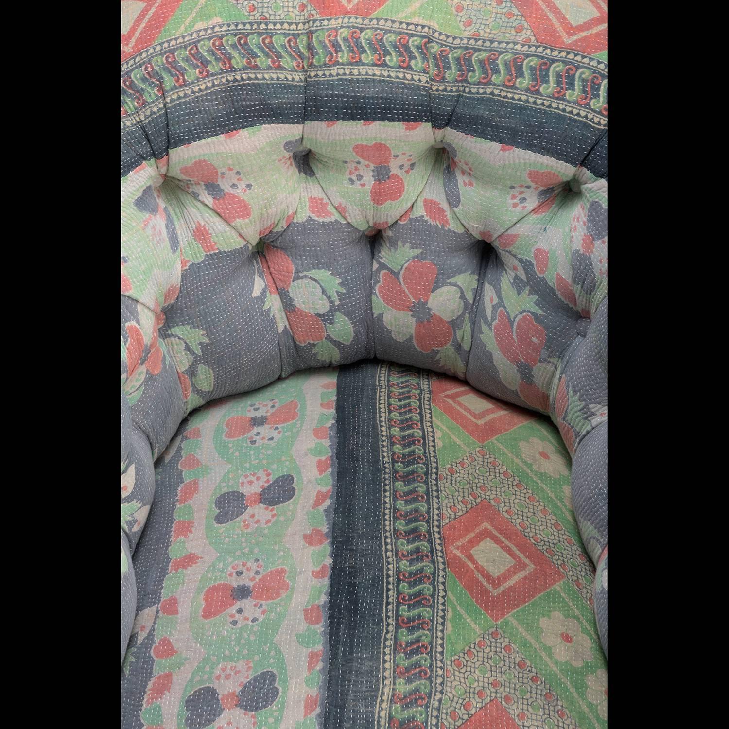 Turned Indian Quilt Tub Chair