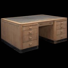Waring & Gillows Oak and Leather Partner's Desk, circa 1920