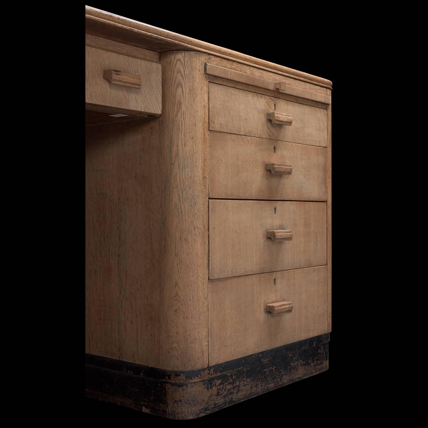Waring & Gillows Oak and Leather Partner's Desk, circa 1920 4