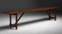 Monumental 11' 7" Folding Trestle Table, France 1890