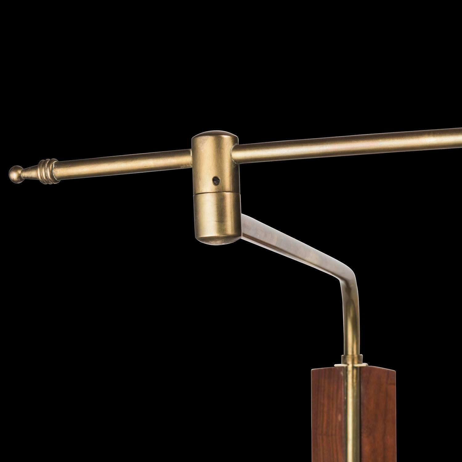 Brass and painted Metal Swing Arm Lamp, circa 1960 In Good Condition In Culver City, CA