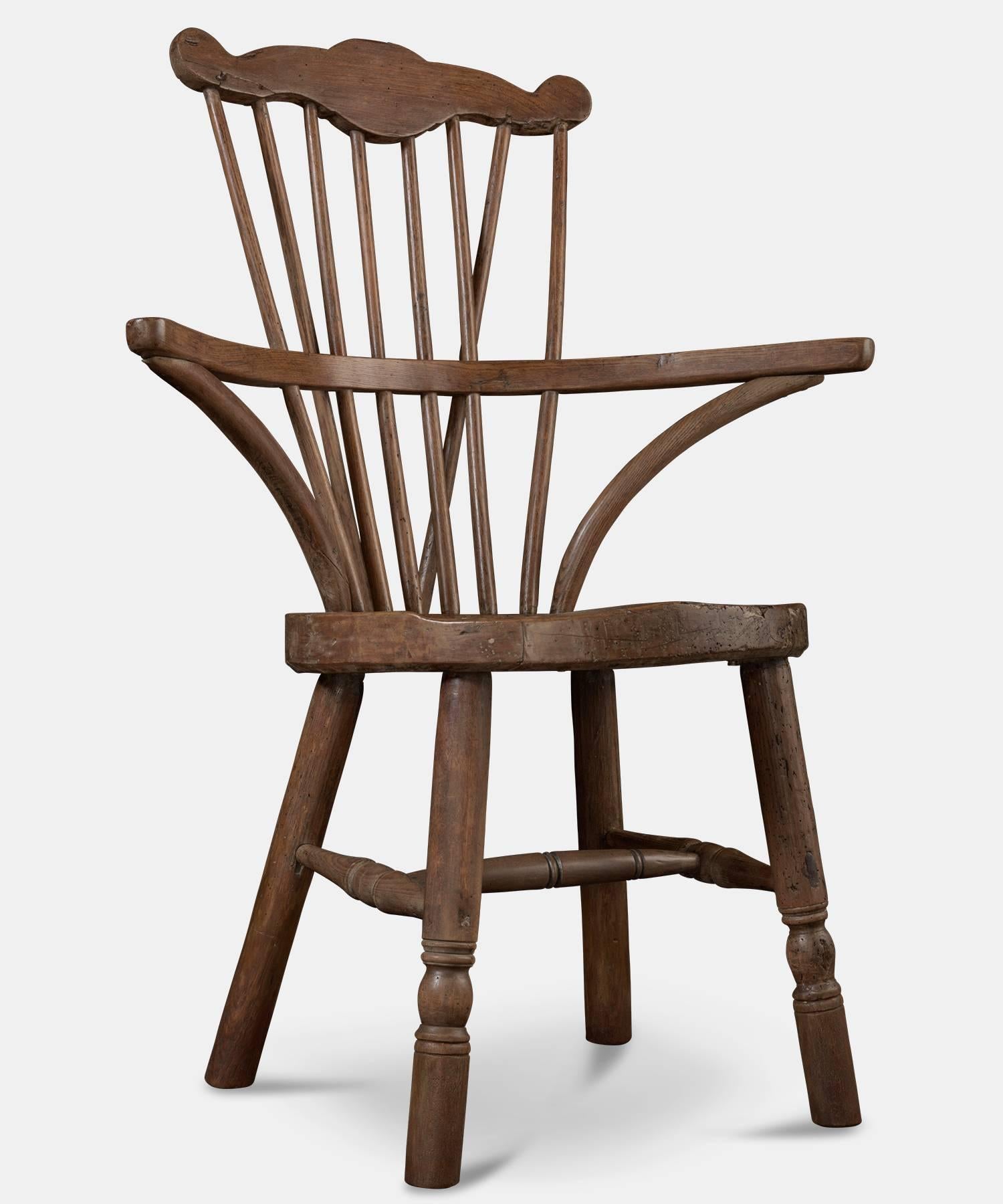 Georgian Ash Comb Back Windsor Chair, circa 1760